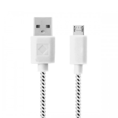Nylon micro USB kabel 3 meter wit
