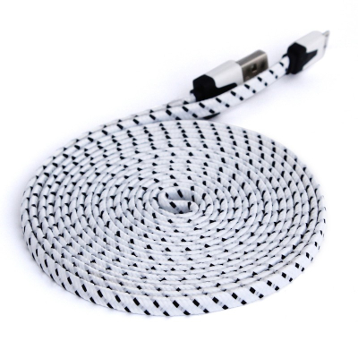 Platte nylon micro USB kabel 2 meter