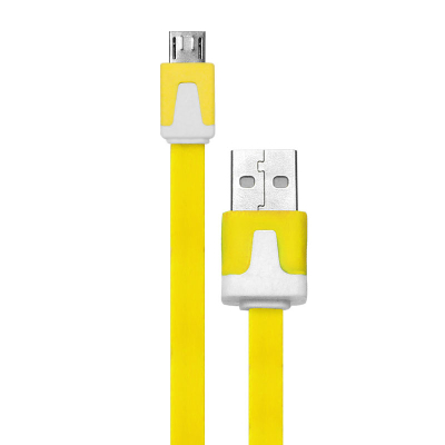 Platte micro USB kabel 2 meter geel