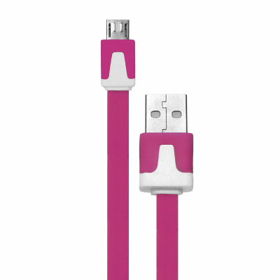 Platte micro USB kabel 3 meter magenta