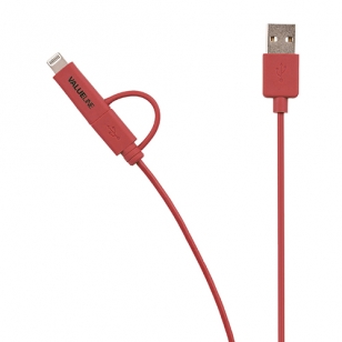 Valueline micro USB kabel met MFi Lightning adapter rood
