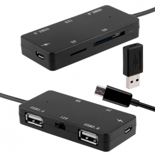 Micro USB OTG oplaad HUB en kaartlezer