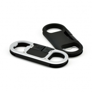 Sleutelhanger met micro USB kabel en flesopener
