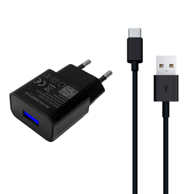 Universele USB-C oplader 1 meter - 2 ampère - zwart