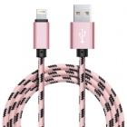 Xinnier nylon Lightning kabel 2 meter roségoud
