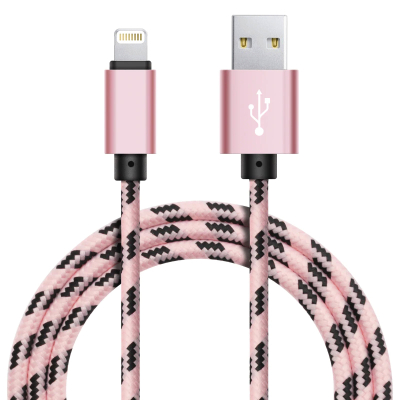 Xinnier nylon Lightning kabel 1 meter roségoud