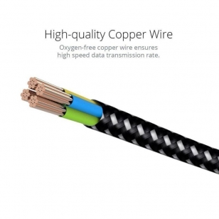 Nylon haakse USB-C naar USB kabel 20 centimeter