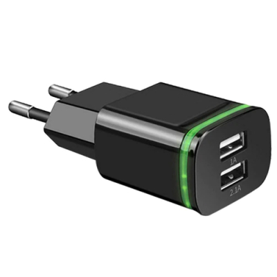 USB adapter met 2 poorten zwart
