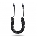 Gekrulde USB-C naar USB-C kabel - 1.5 meter - zwart