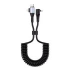 Gekrulde USB-C naar Lightning / USB-C kabel - 1.8 meter - zwart